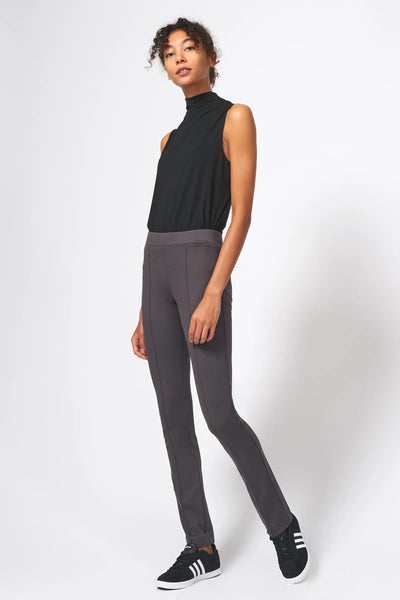 Pintuck Straight Leg Pant - Charcoal