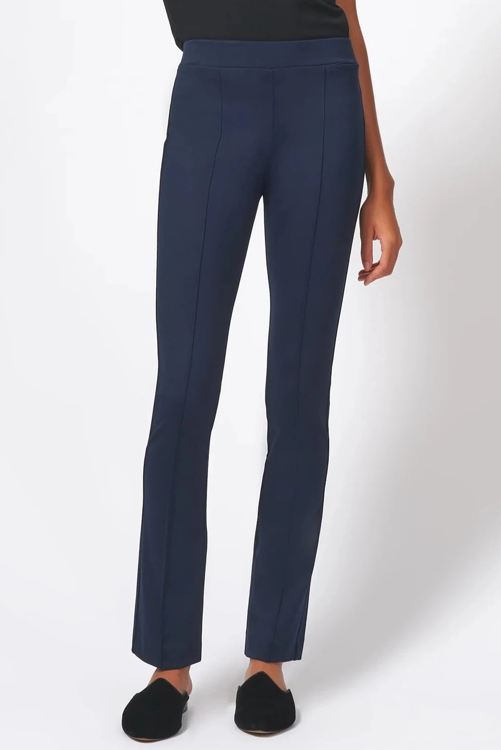 Pintuck Straight Leg Pant - Navy