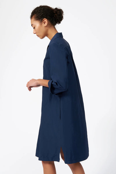 Collared V-Neck Dress - Navy