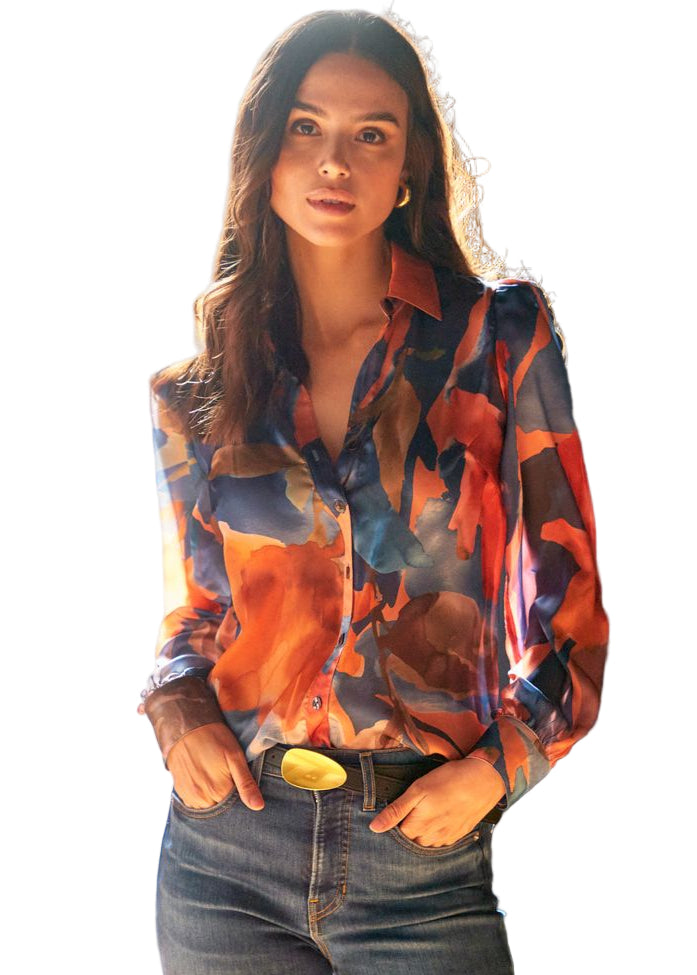 Collette Autumn Floral Blouse in Sunset Floral