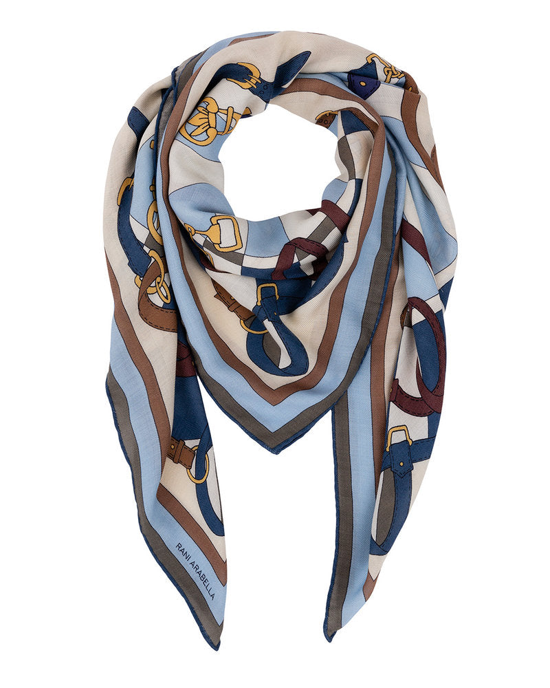 Cashmere Printed Scarf: Firenze: Navy