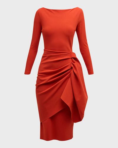 Hypnos Draped Bodycon Midi Dress