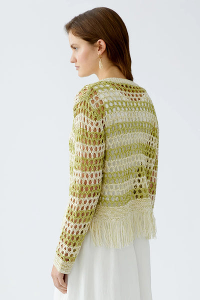 Knit Pullover in Off White/Green