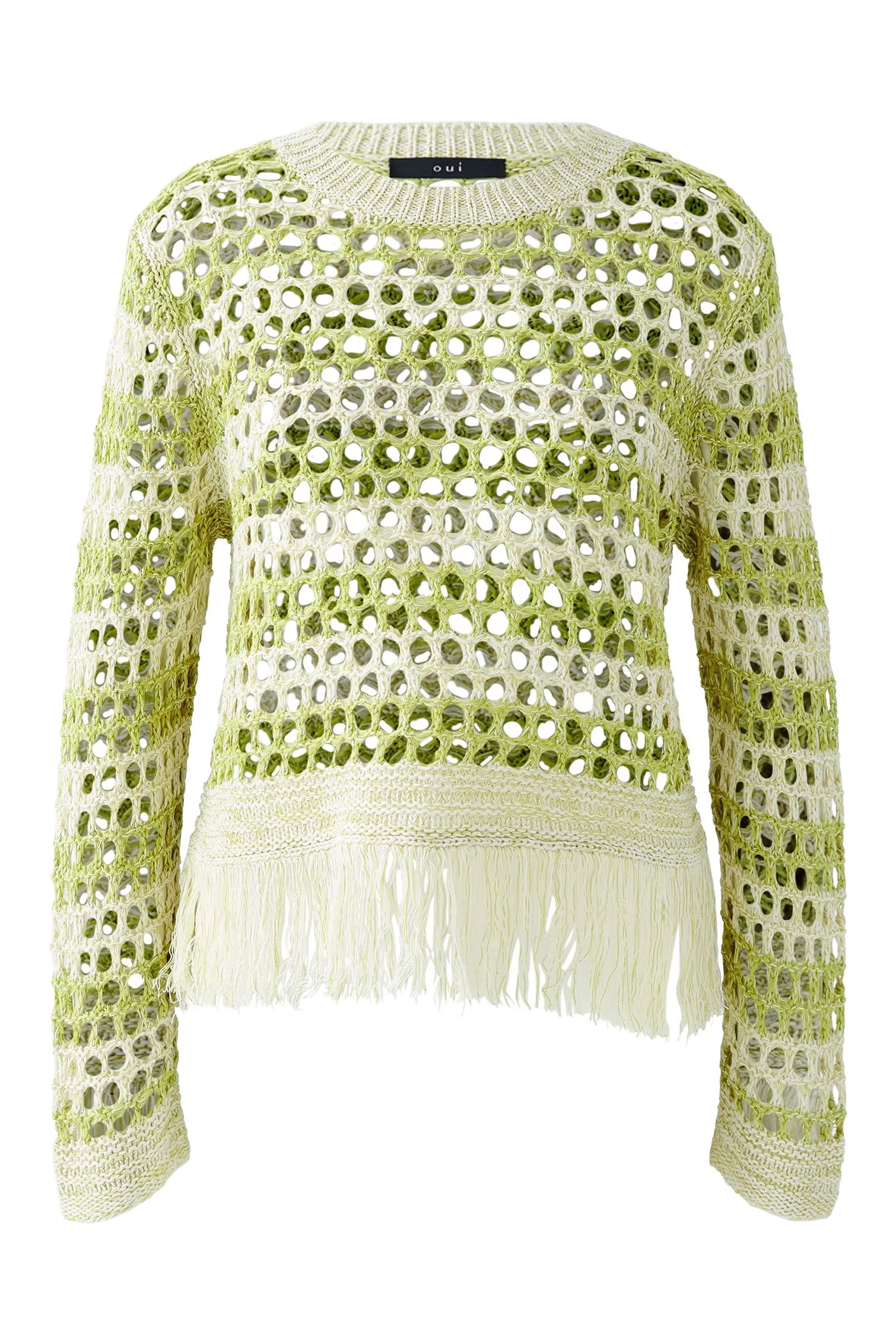 Knit Pullover in Off White/Green