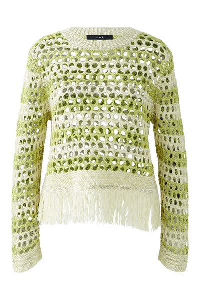Knit Pullover in Off White/Green