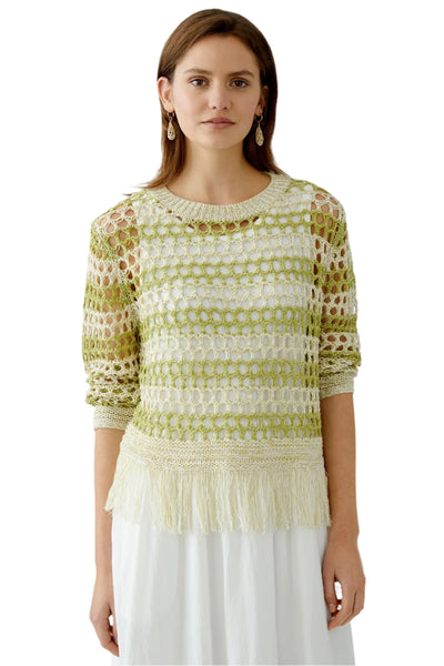 Knit Pullover in Off White/Green