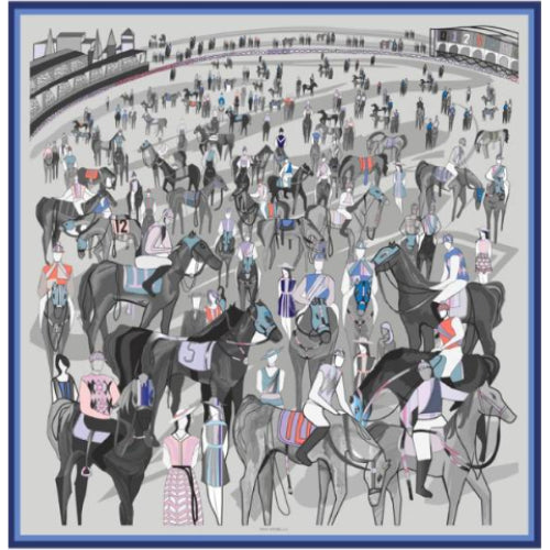 Cashmere Printed Scarf: After The Race Blue
