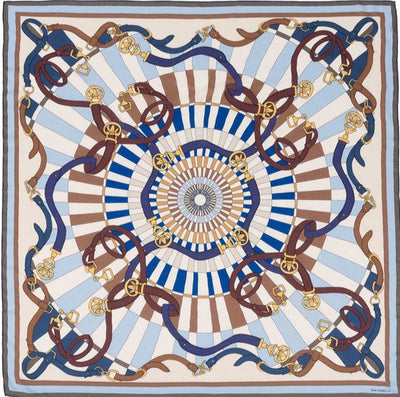 Cashmere Printed Scarf: Firenze: Navy