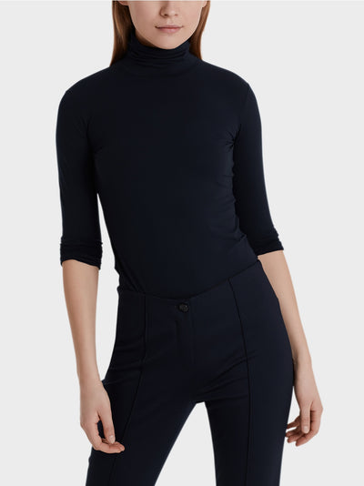 Delicate Roll Collar T-Shirt in Midnight Blue