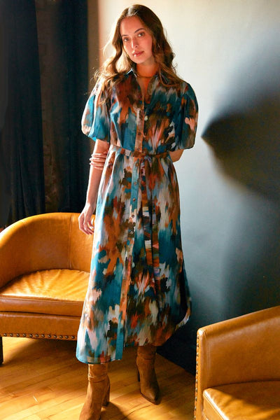 Madeline Dress in Autumn Brushstroke