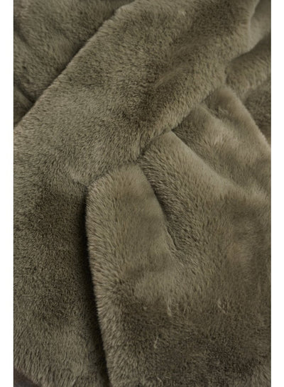 Stip Faux Fur Scarf in Green Ash