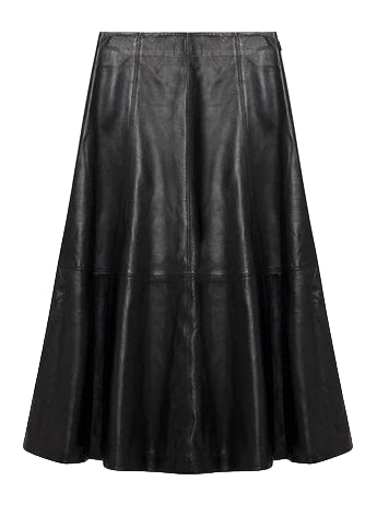 Ryma Leather Midi Skirt in Black