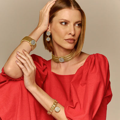 Chloe Stack Choker Gold/Coin
