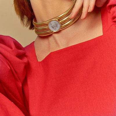 Chloe Stack Choker Gold/Coin