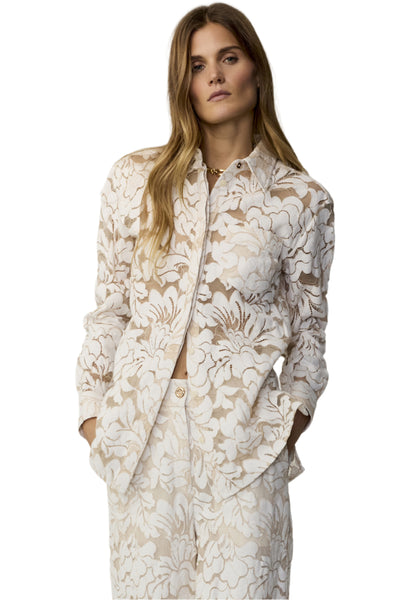 Riley Boyfriend Shirt in Ivory/Natural