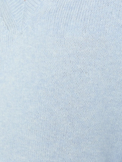 V-Neck Layered Pullover in Sky Blue Melange