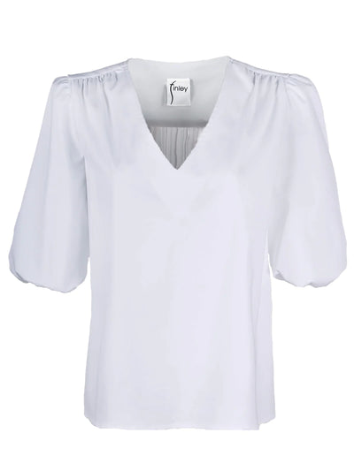 Tish Top Silky Poplin Popover Blouse - White