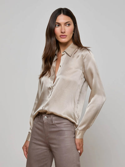 Tyler Silk Blouse in Smoke Grey