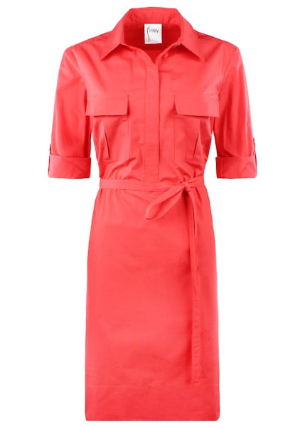 Marty Typewriter Cloth Shirt Dress in Coral Orange / L / 1717036T