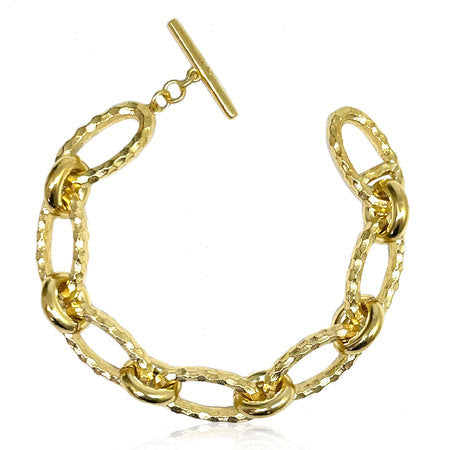 Gold Ravelle Hammered Chain Bracelet