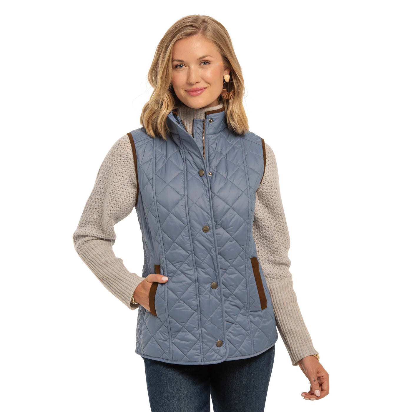 Vista Quilted Nylon Vest in Blue