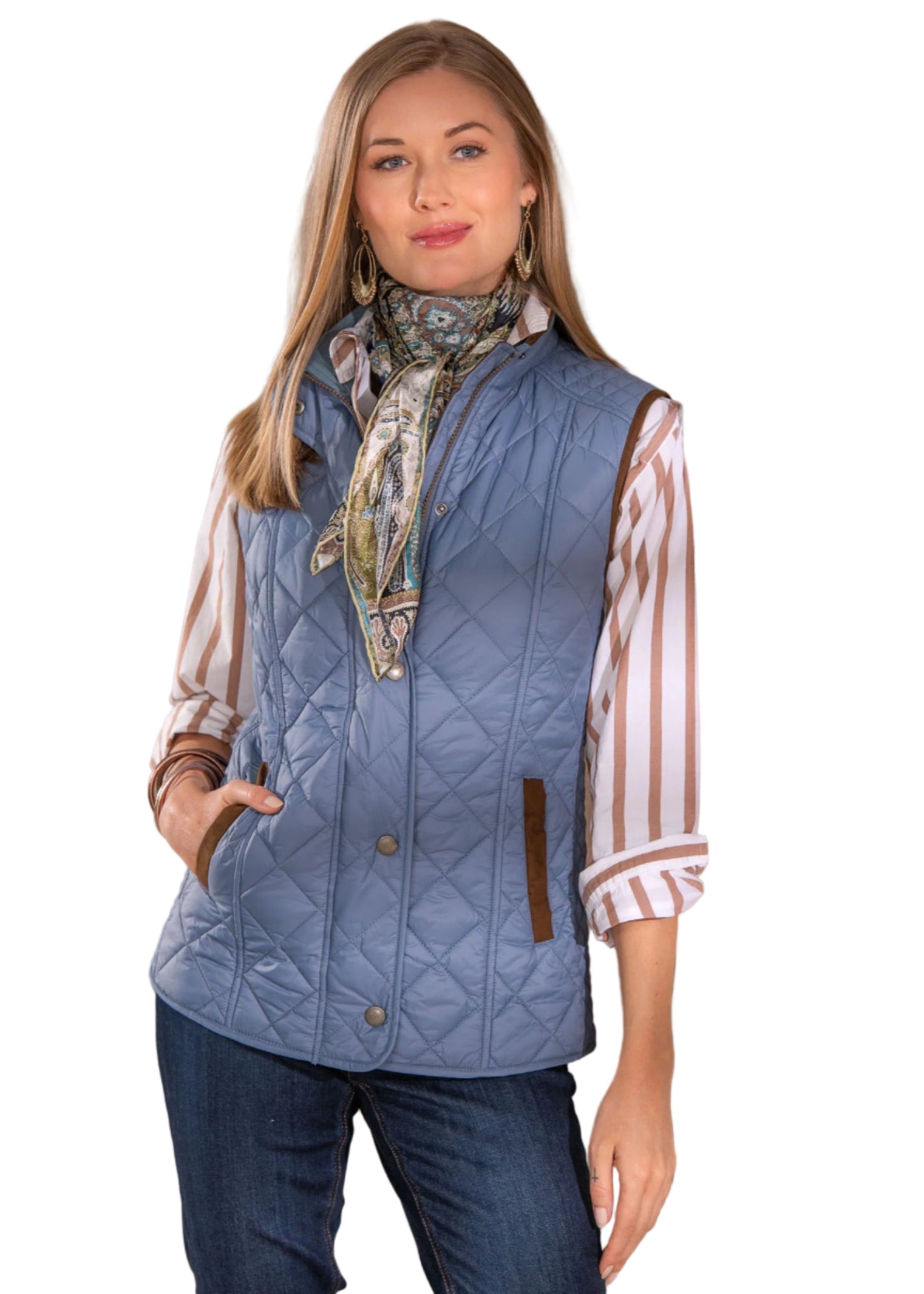 Vista Quilted Nylon Vest in Blue