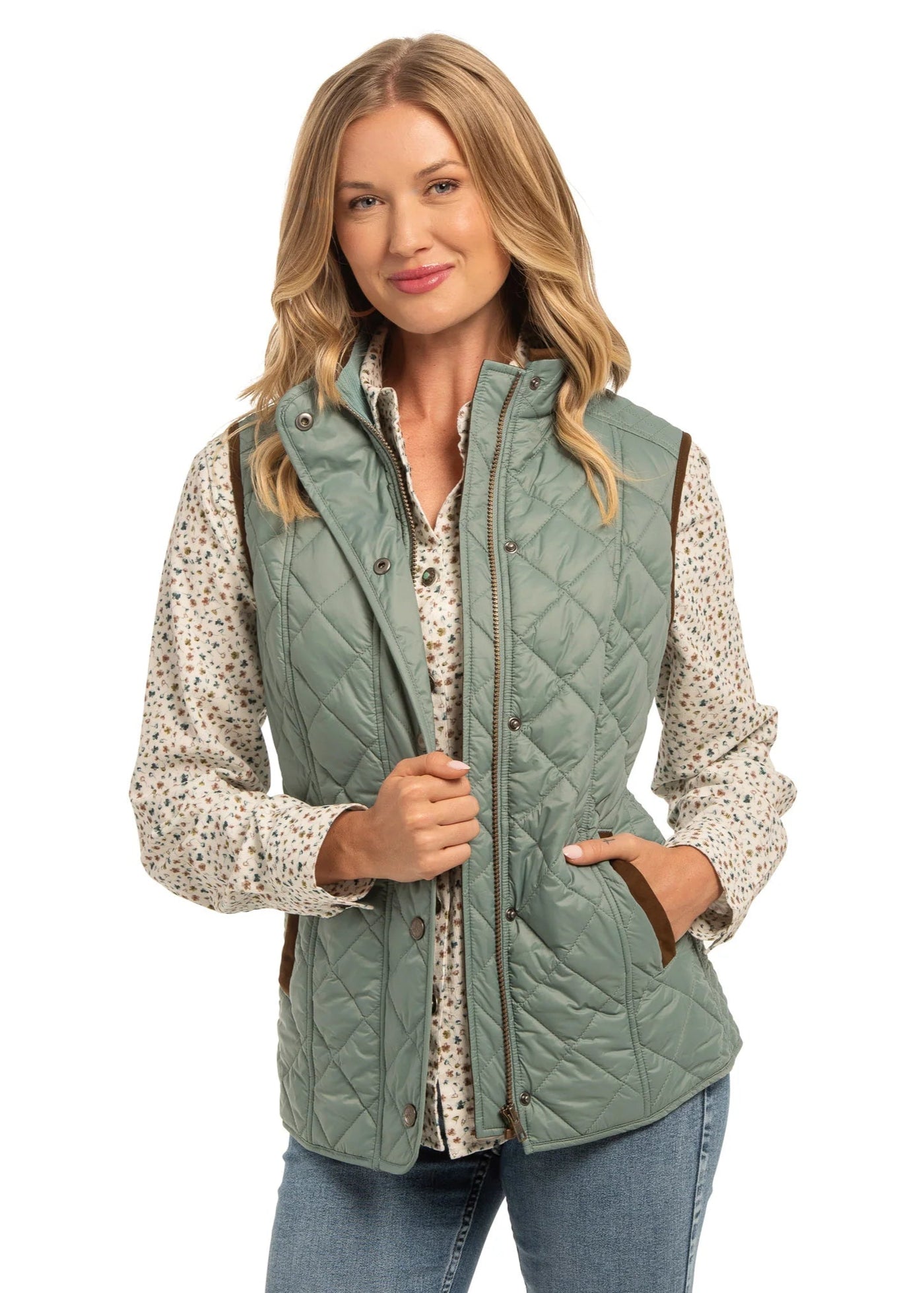 Vista Quilted Nylon Vest in Topaz