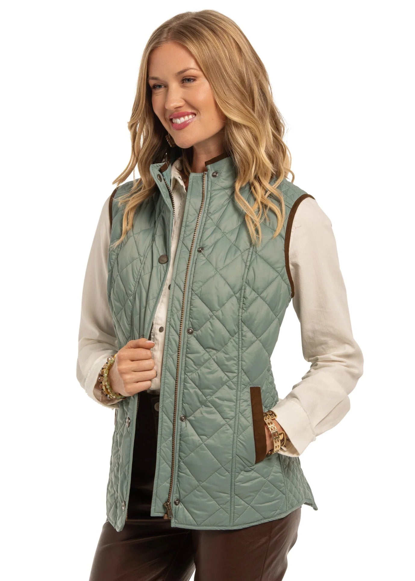 Vista Quilted Nylon Vest in Topaz