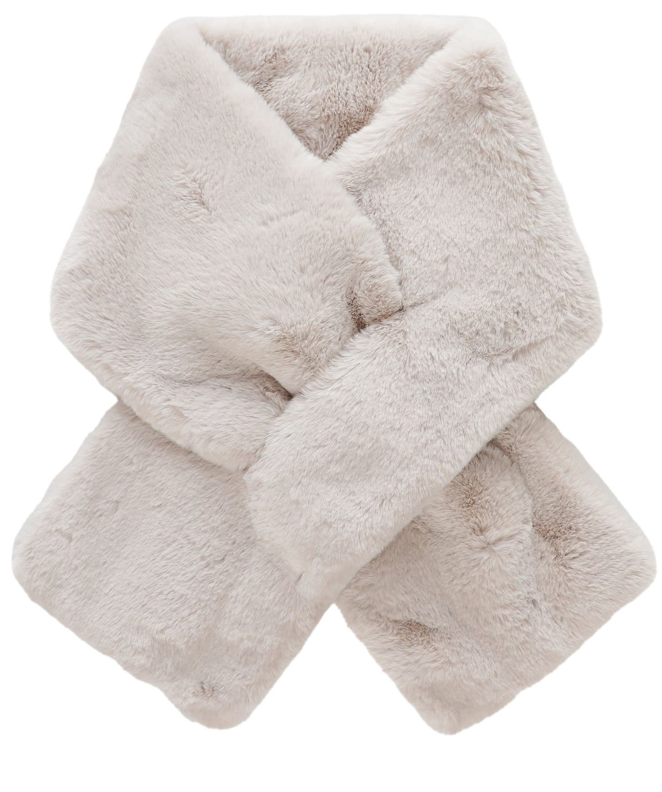 Stip Faux Fur Scarf Beige