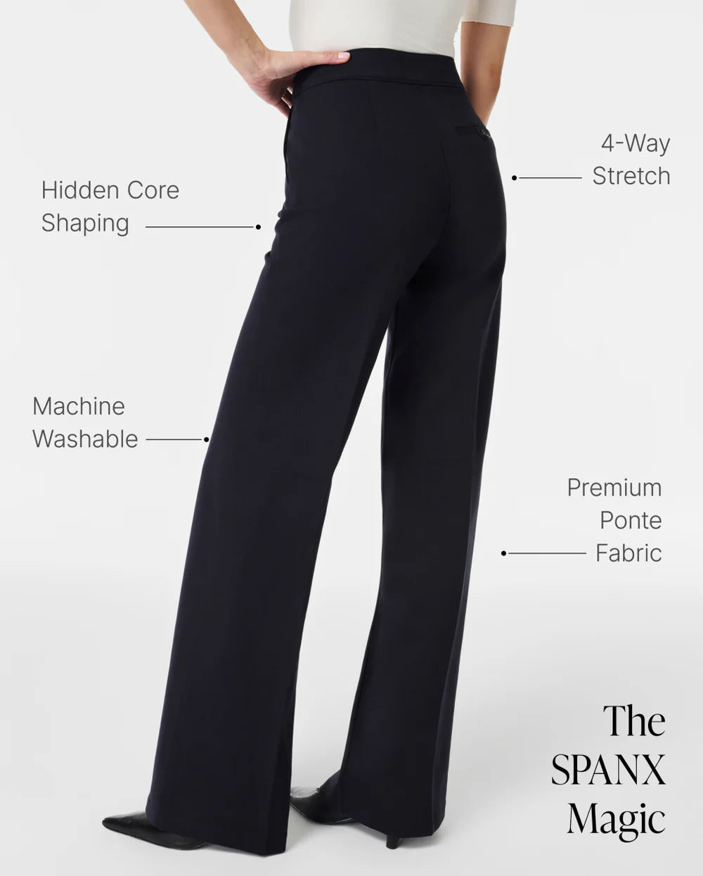 Ponte Wide Leg Pant in Classic Black