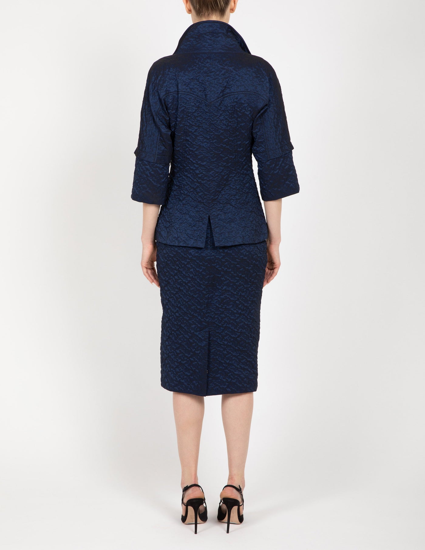 Ripple Jacquard Skirt in Navy