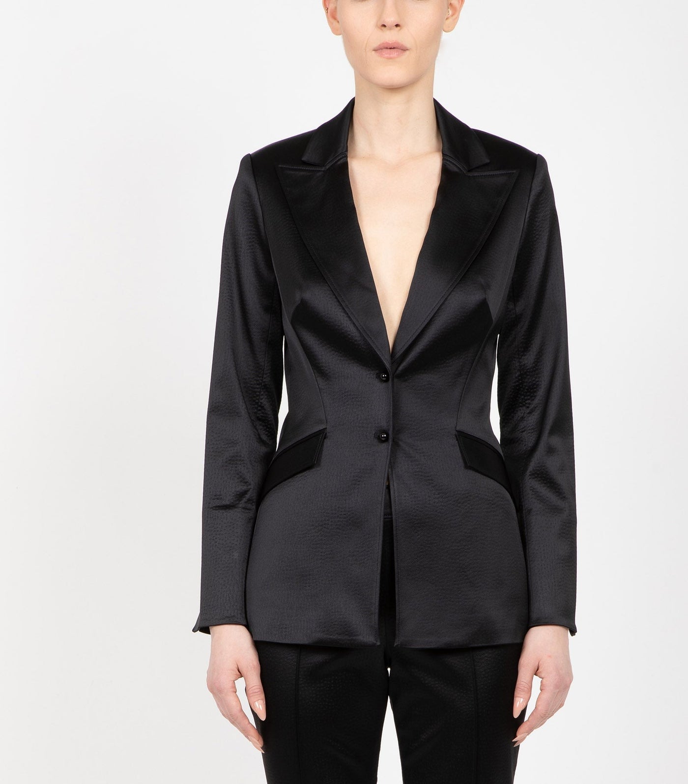 Ostrich Embossed Satin Jacket