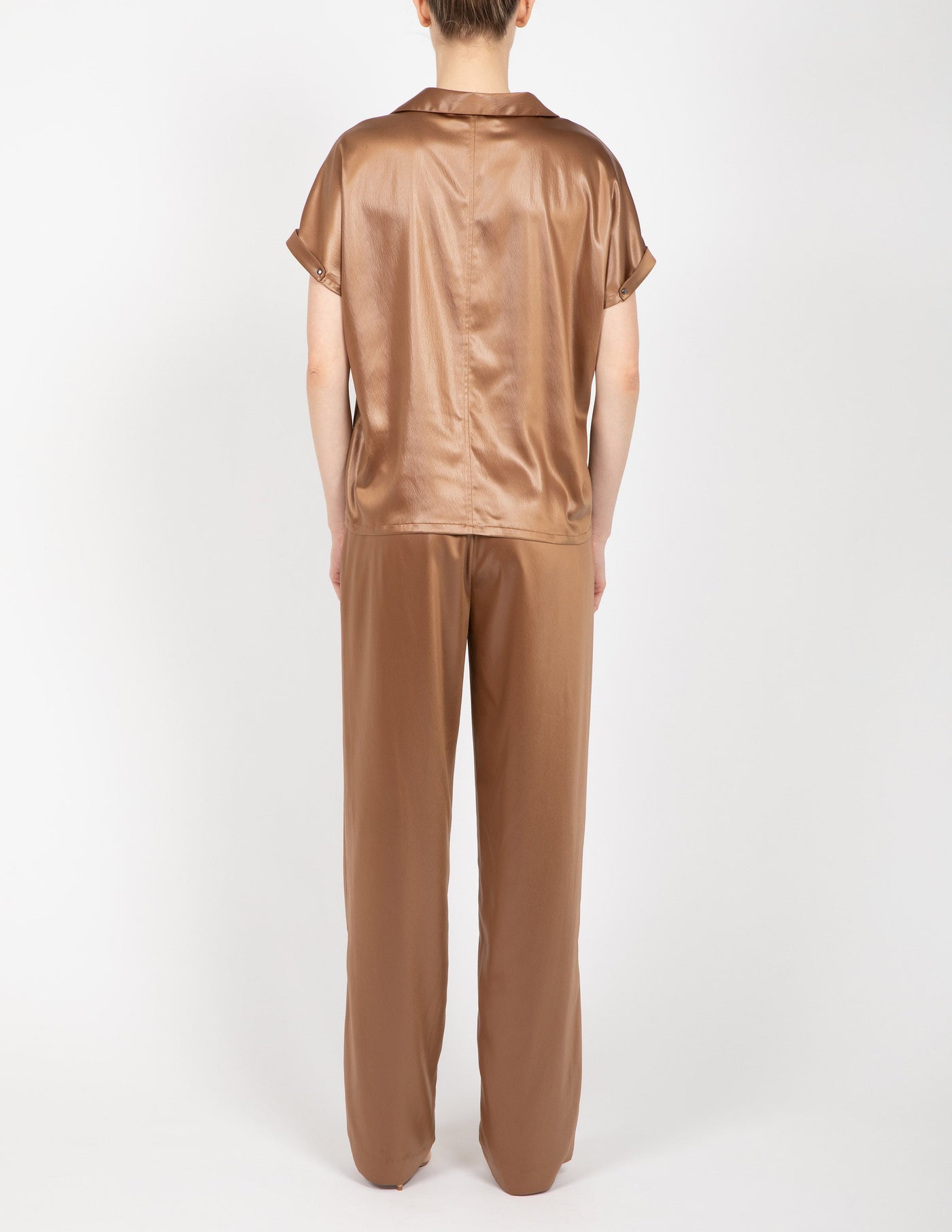 Textured Satin Top in Caramel