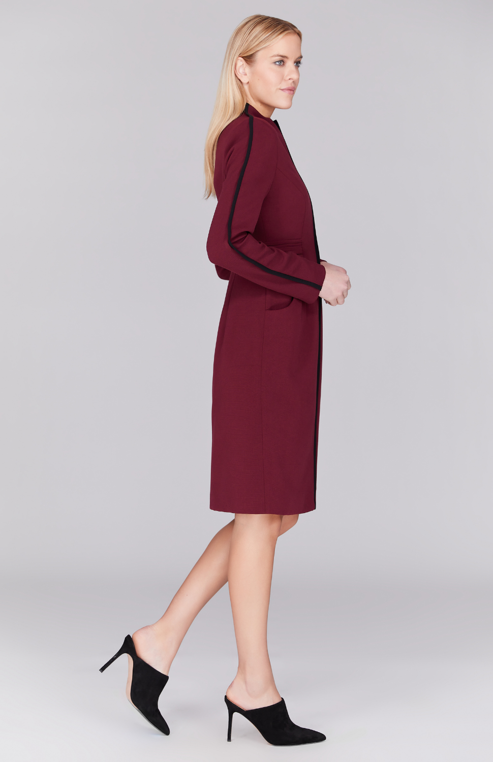 Double Face Fitted Dress w/ Contrast Bias