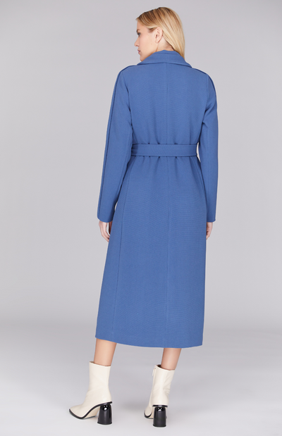 Trench Coat w/ Trim Detail in Classic Blue