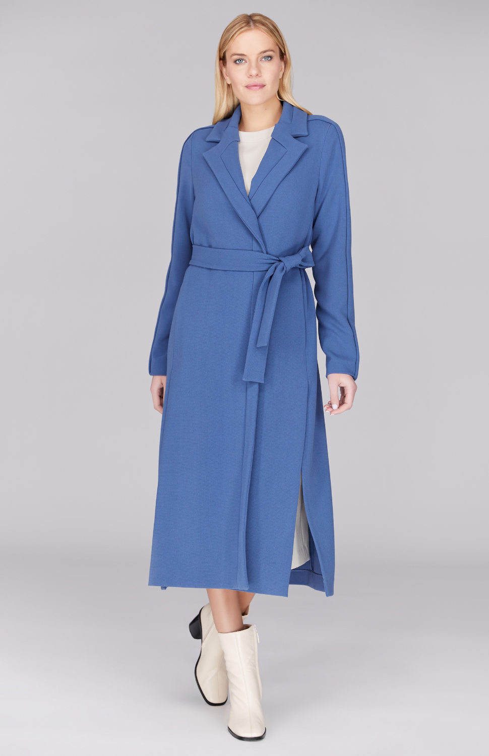 Trench Coat w/ Trim Detail in Classic Blue