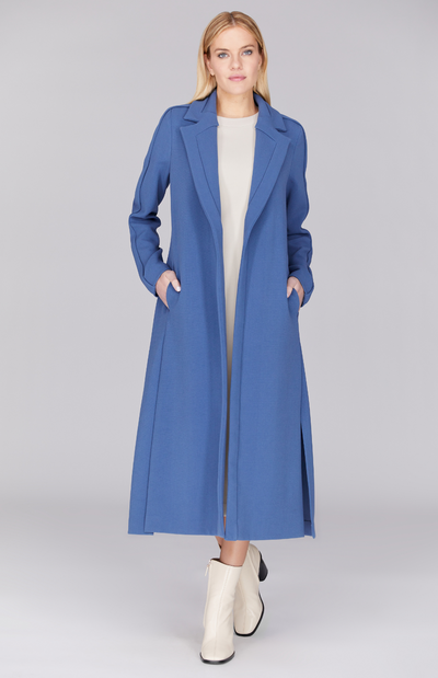 Trench Coat w/ Trim Detail in Classic Blue