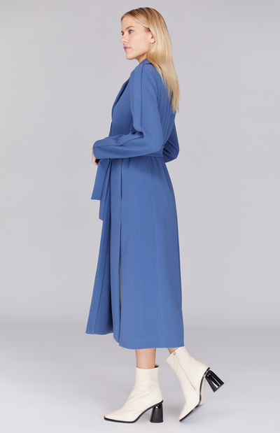 Trench Coat w/ Trim Detail in Classic Blue