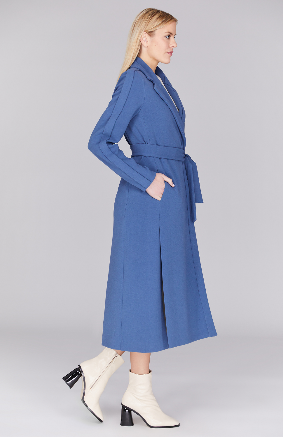 Trench Coat w/ Trim Detail in Classic Blue