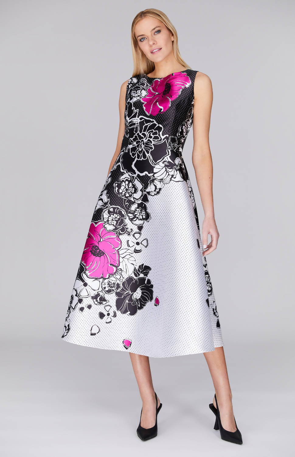 Floral Polka Dot Fit & Flare Dress