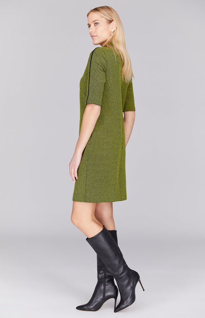 Sparkle Honeycomb Mock Neck Shift Dress w/ Bias