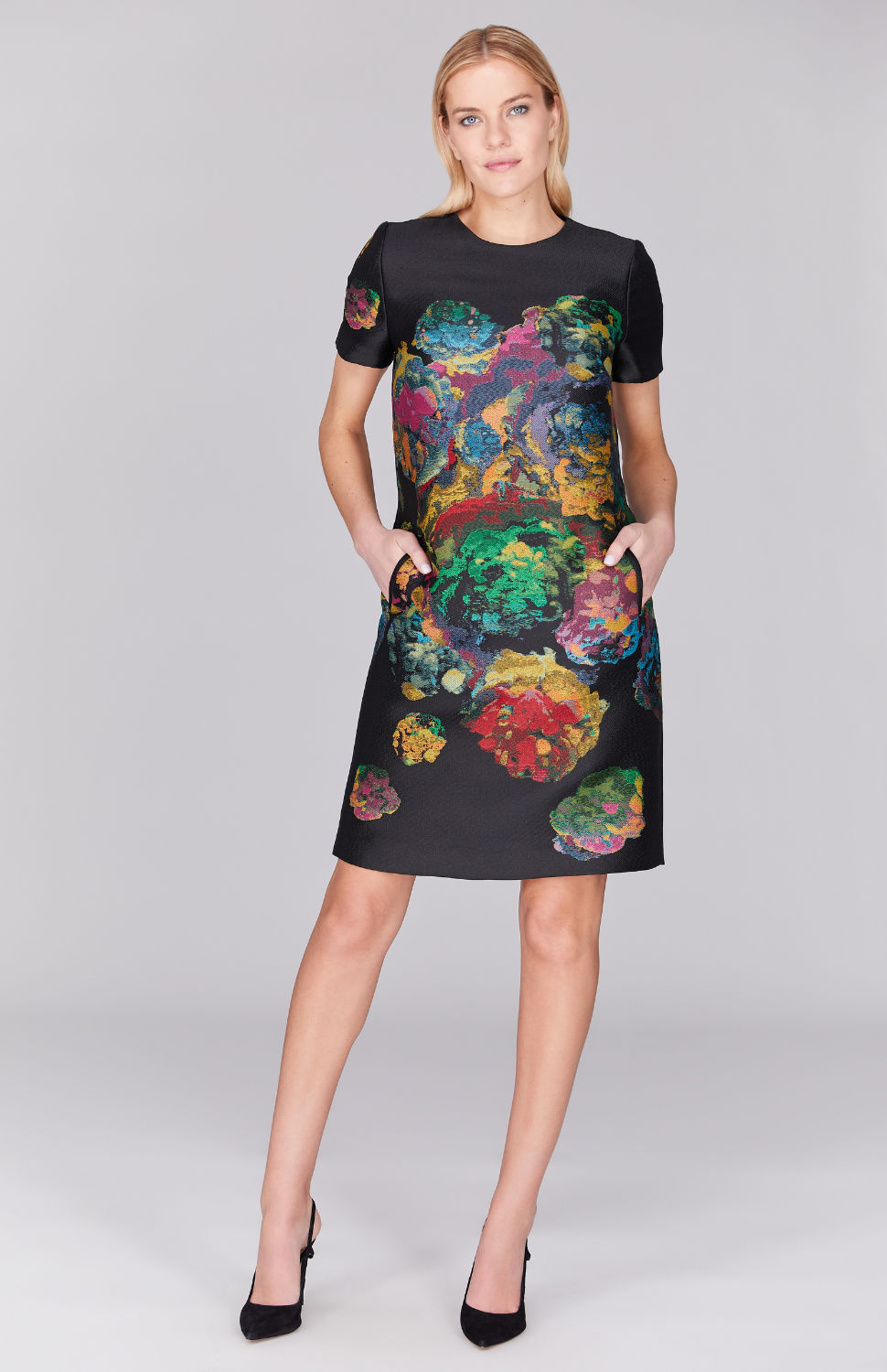 PREORDER Rennaisance Jacquard Short Sleeve Shift Dress
