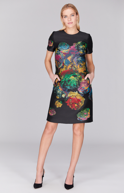 PREORDER Rennaisance Jacquard Short Sleeve Shift Dress