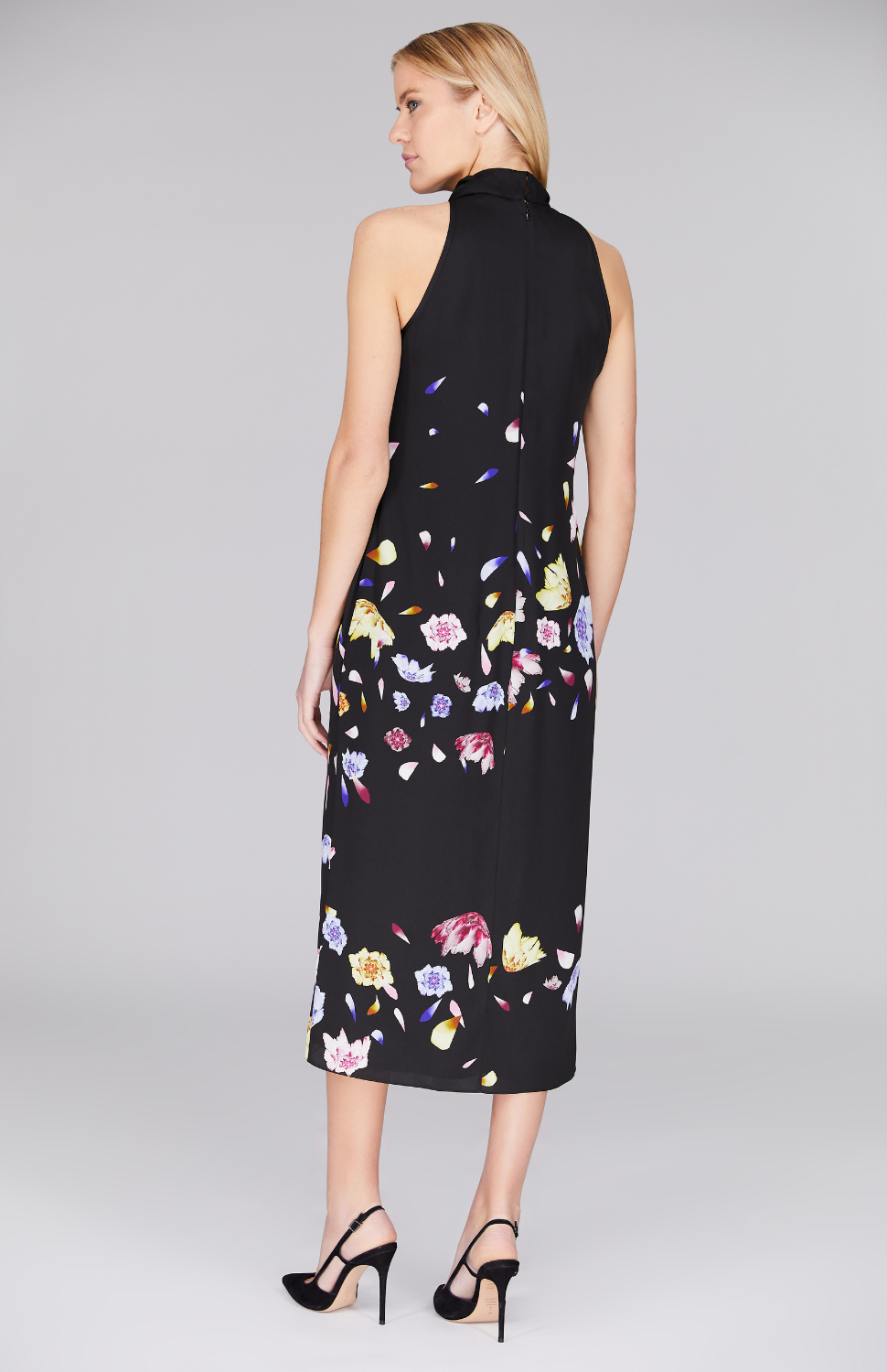 Scattered Blossom High Neck Gathered Dress