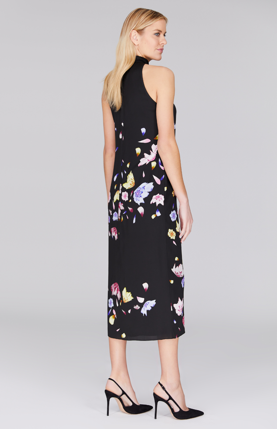 Scattered Blossom High Neck Gathered Dress